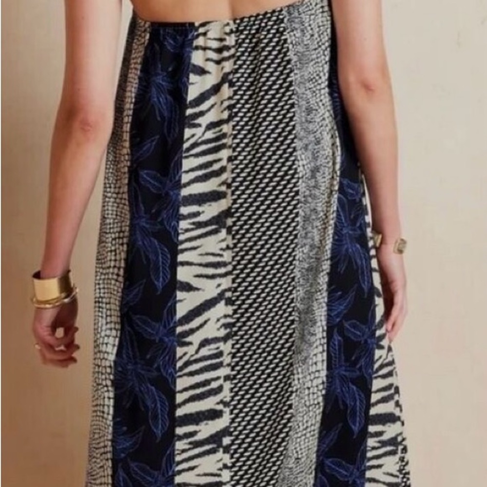 Banana Republic Silver Maxi Dress Asymmetrical Pleated A-Line